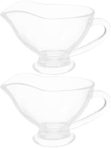 Tofficu Salseras para Salsas de Vidrio 2 Piezas Asa, Jarra de Salsa de 215Ml, Ligera y Estable para Servir Leche y Aderezos en Cocina