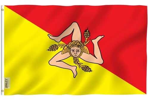 Anley Fly Breeze 3x5 Fuß Sizilien Flagge - Lebendige Farbe und UV-beständig - Leinwand Kopf- und Doppelnaht - Italien Sizilianische Flaggen Polyester mit Messingösen 3 x 5 Ft
