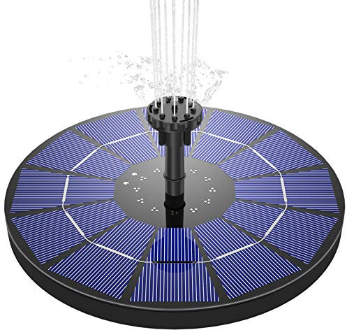 AISITIN Fuente Solar 3,5W de Batería con 6 Boquillas Ideal,Fuente Solar Jardin Exterior para Estanque,Baño Pájaros,Piscina,Patio y Decoración Jardín（1PC）