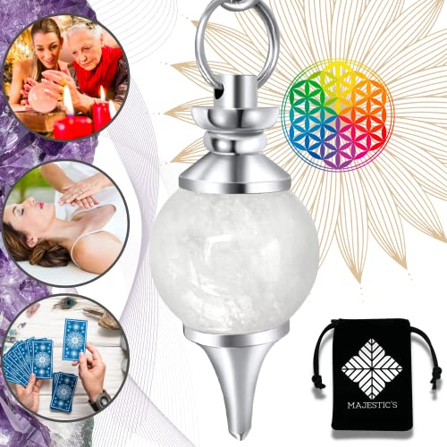 Pendule Divinatoire de Radiesthésie en Cristal De Roche – Pendule Sephoroton en Pierre de Quartz Blanc – 14 GR [𝐆𝐀𝐑𝐀𝐍𝐓𝐈𝐄 𝐀 𝐕𝐈𝐄]