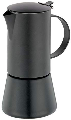Cilio AIDA Espressokocher 6 Tassen | Edelstahl schwarz, matt | für alle Herdarten, auch Induktion geeignet | Ø 9cm, H:17,5cm | italienische Kaffeemaschine | Cafetera