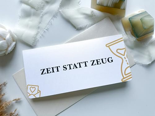 Gutschein Zeit statt Zeug Personalisiert aufklappbar | 17 Farben | Rubbelkarte | Geschenk Geburtstag | gemeinsame Zeit | Weihnachten