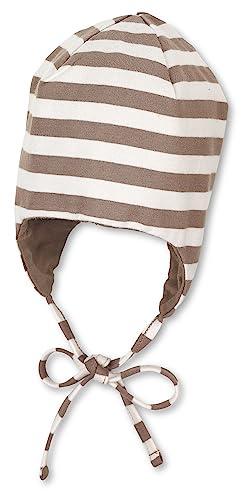 Sterntaler GOTS Mütze Streifen - Baby Mütze mit Streifen - Kindermütze Jungen aus Singlejersey mit Ohrenklappen und Bindeband