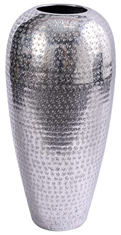 Vase Oriental 25cm - Silber - Metall-Aluminium-Legierung Hammerschlag | Montiert, vielseitig einsetzbar, Unikat-Oberfläche, Antik-Look, orientalischer Look