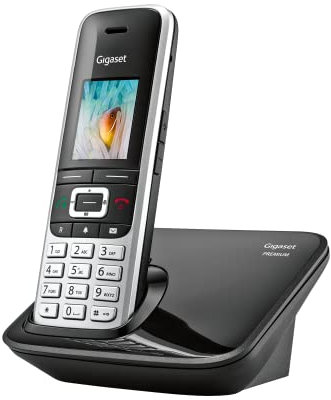 Gigaset Premium 100 - Téléphone sans Fil DECT - Grand écran Couleur TFT - Carnet d'adresses de 500 Contacts - Synchronisation des données par USB, qualité Audio supérieure, Coloris Platine-Noir