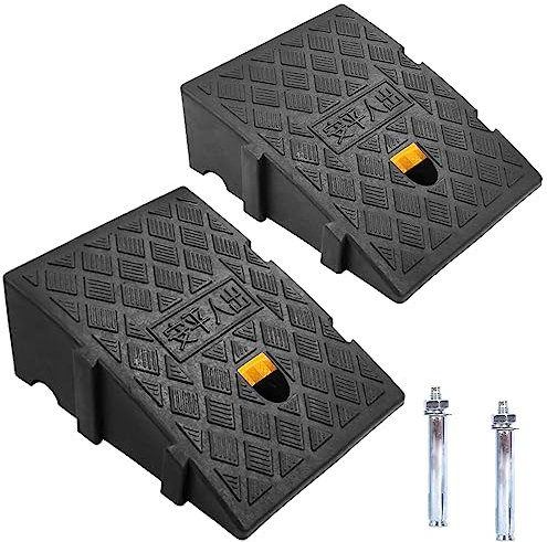 Kerb Ramps, Mobility Scooter Ramps, Portable Lightweight Ramps 2PCS Threshold Ramps, for Driveway, Sidewalk, Wheelchairs and Scooters, Threshold Ramp with 2 Expansion Bolts (25x27x11cm)