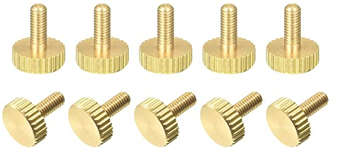 sourcing map 10 Stück Messing Rändelschrauben M3x8mm Flache Griff Bolzen Knöpfe Befestigungen für Elektronische Mechanische