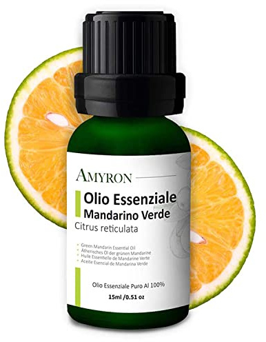 Olio Essenziale Mandarino Verde 15ml Naturale E Puro Al 100% Ideale Per Aromaterapia E Diffusore Oli Essenziali/Massaggi aromatici/Uso Alimentare.