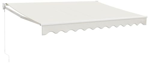 vidaXL Markise, Sonnenmarkise Einziehbar, Gelenkarmmarkise mit Kurbel, Terrassenmarkise Balkonmarkise Sonnenschutz, Creme 3,5x2,5m Stoff Aluminium
