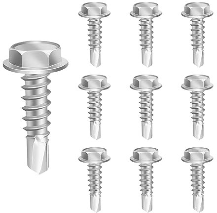 150 pezzi Viti Autofilettanti Testa Esagonale M4.2 x 16 mm, viti Autoforanti in Acciaio inox 410, Viti Autoperforanti per Fissaggio Carrozzeria Legno Lamiera