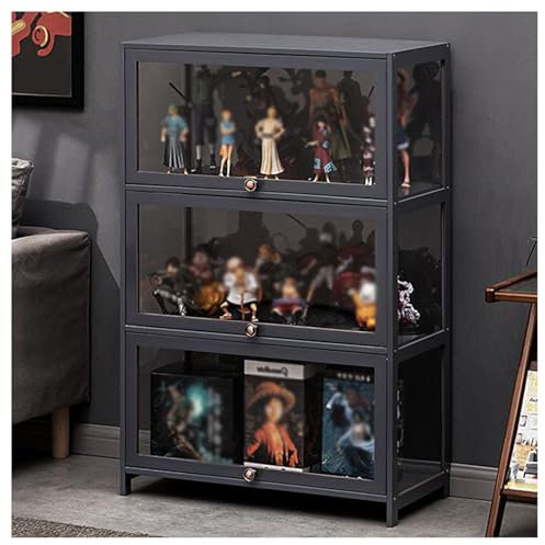 ARMERI Grauer Vitrinenschrank Curio Cabinet mit Acryltüren, Figuren und Curio Collection Vitrine, Floor Standing Clear Showcase für Wohnzimmer Schlafzimmer,80x32x106cm