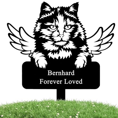 Personalisierter Katzennamen-Gedenk-Grabpfahl-Marker, Personalisierter Katzengarten-Metallpfahl, Katzen-Gedenk-Metallschild, Personalisierter Katzen-Gedenkpfahl, Outdoor-Katzengarten-Dekoration
