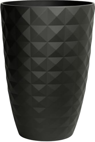 Muddy Hands Majestic Heavy Duty Large Plastic Plant Pot Indoor Home Outdoor Garden Flower Tree Tall Decorative Display Planter (Black, Single - 50 Litre)