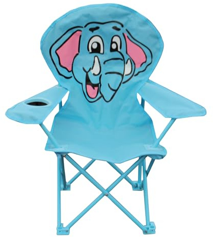 Quest Kids Elephant Folding Camping Chair - Lightweight, Portable, Durable, with Cup Holder, Perfect for Camping, Beach, Garden - Fun Animal Design for Kids