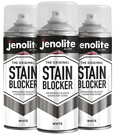 JENOLITE Apprêt Anti-Taches en Spray Blanc | 3x400ml | Bloque les taches instantanément | Résistant à l’humidité et moisissure | Sous-couche peinture murs et plafonds
