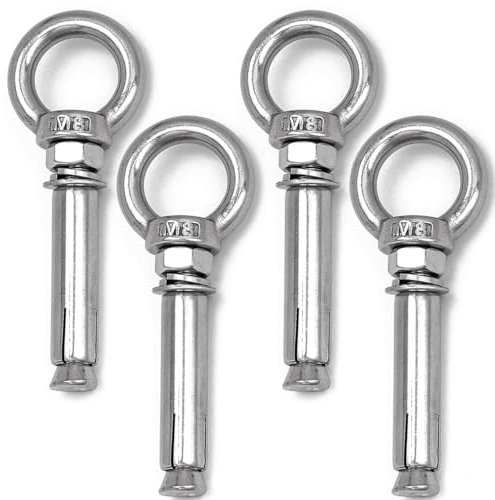 4er-Pack Dehnschraube mit Ösenring, M8 x 120 mm, Ankerbolzen, 304 Edelstahl, Dehnöse, Hängebefestigungen für Mauerwerk, Beton, Wandziegel