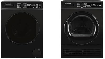 Russell Hobbs Freestanding Washing Machine, 9kg Capacity, 1400 rpm, 15 Programmes, Eco Technology & Freestanding Condenser Dryer Electric Tumble Dryer 15 Programmes 8kg Capacity 3 Heat S