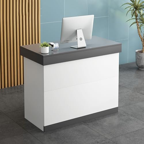 DIHRVTHC Empfangstheke, Kassenständer, Ladentheke, Moderner Empfangstisch, Einzelhandels-Kassentheke, Für Zuhause, Büro, Salon, Spas Und Lobby, Für Bekleidungsgeschäft/Schönheitssalon(Gray,80cm)