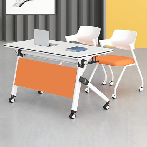 DAXUESEH Klappbarer Konferenztisch, Große Rechteckiger Büro Besprechungstisch, Moderner Sitzungstisch für 4+ Personen, Langer Mobiler Geschäftsempfang Schulungstisch Seminartisch,1pcs,160 * 50cm