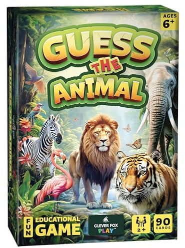Guess The Animal – Educational Guess In 5 Clues Game for Kids & Family – Fun Children’s Guessing Game for Learning Animals, Perfect for Home, School or Travel – Girls, Boys Ages 6, 7, 8, 9, 10