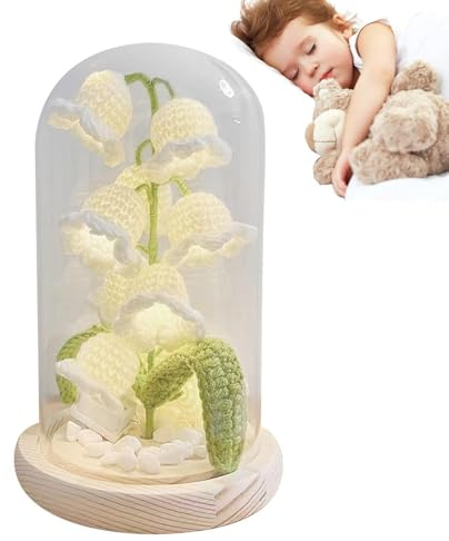 Crochet Valley Lily Night Light, Crochet Valley Lily Lamp, Desk Night Light, Desk Night Light, Crochet Flower Night Light, Lamp