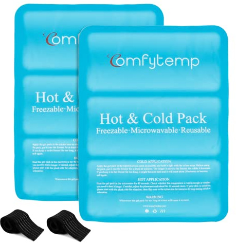Comfytemp 2 Packs Reusable Gel Ice Pack for Sports Injuries with Straps