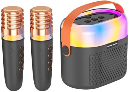 Petite machine à karaoké, machine à karaoké portable - Machine de karaoké pour enfants de 1200 mAh pour chanter, 2 microphones sans fil, haut-parleur karaoké, système de karaoké à domicile pour Noël