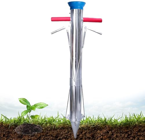 Blumenzwiebel-Pflanzgefäß aus Edelstahl mit langem Griff, multifunktional, für Garten, Hof, Gewächshaus, Pflanzen in Sekunden