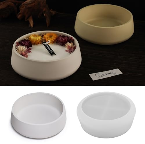 Lsydgn Silikonformen Gießformen Schale Geriffelt,Silikonformen Gießformen Kerzenhalter, Gießformen Schale Groß, Runde Silikonformschale Für Diy Tablett Obsttablett Kunsthandwerk