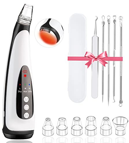Blackhead Remover Vacuum, USB Rechargeable Electric Blackhead Remover, Suitable for Removing Blackheads, Acne, Whiteheads, Dead Skin,3 Suction Modes, 6 Replaceable Probes