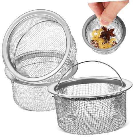 BEBEMOKO 3pcs Sink Drain Filter Mesh Kitchen Sink Basket Strainer Stainless Steel Drain Basket Strainer for Kitchen Filtering