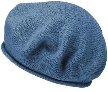 LOEVENICH Damen Baskenmütze aus Baumwolle in Bester Strick-Qualität mit modischem Rollrand Denim