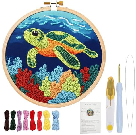 BAGUBDR Punch Needle Kit for Beginners – Complete DIY Embroidery Set with Needles, Hoop Yarn for Handcrafted Home Decor Creative Punch Needle Craft Kit for Adults Craft Lovers