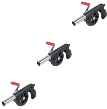 UKCOCO 3 Pièces Sèche-cheveux à main petit gril à charbon nettoyage kit d'accessoires barbecue Portable ventilateur de barbecue de camping souffleur à main souffleurs manuels Plastique