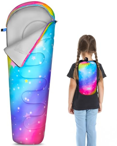 MHJY Sacco a Pelo Bambini Mummia - Ideale per Campeggio Sacco a Pelo Invernale ed Estivo (3 Stagioni) per Ragazzi e Ragazze - Leggero 1,1 kg, Lunghezza 178 cm