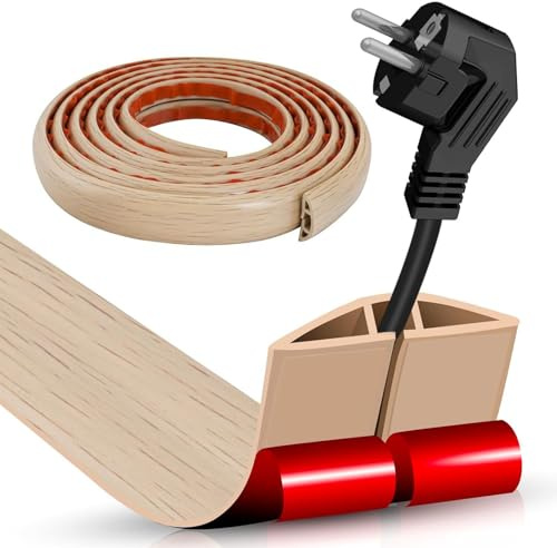 Kabelbrücke Flexibler Klein Kabelkanal - 3CMx300CM Holzmaserung Fussboden Kabelkanal Boden Kabelbrücke, PVC Bodenkabelschutz, Kabelschacht Leicht zu Schneiden Montage für Netzkabel Haus Büro Schule