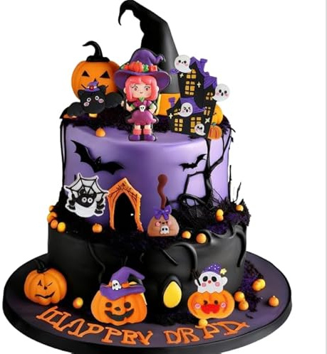 Kleine Hexe Kuchen Topper Halloween Kuchen Dekoration Geist Boo Spinne Kürbisse Dekor für kleine Hexe BabyDusche Geburtstagsparty Zubehör