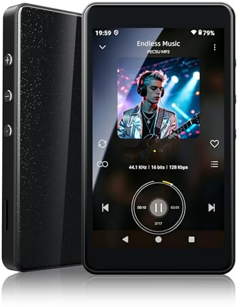 96GB MP3 Player with Bluetooth and WiFi, Android 14 MP3 Player with Spotify Kids, Play Store, Pandora, Amazon Music, 4 HD Screen MP4 Music Player for Kids with Parental Control App, Eye-Care Mode