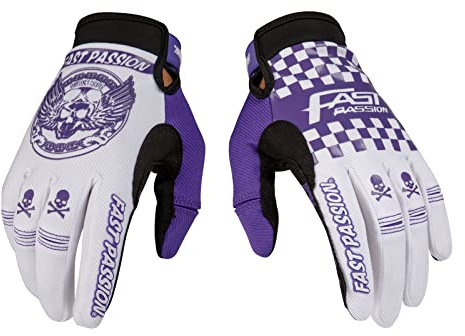 Fast passion Guanti da moto, compatibili con touchscreen, guanti da ciclismo da corsa a dita intere, per uomo e donna, traspiranti, leggeri, per mountain bike e ciclismo su strada (biancoviola03, M)