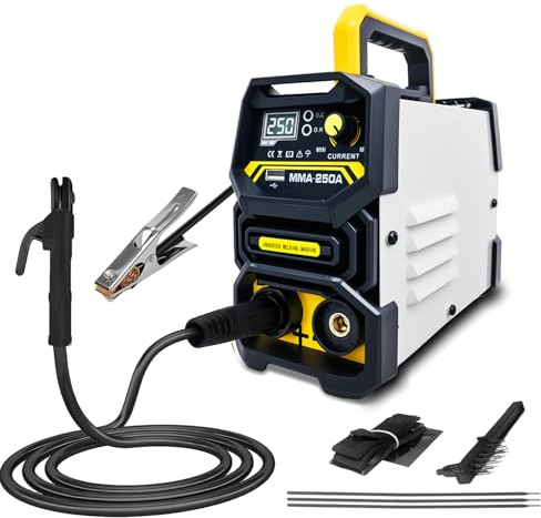 Elektroden Schweißgerät 250A, 220V Schweißgerät Elektrode, IGBT DC Schweissgerät mit LED-Anzeige, Inverter Schweissgerät, Anti-Stick, MMA/E-Hand-Funktion (ARC) Schweißgerät für den Heimgebrauch, Baste