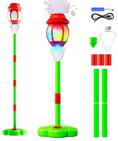Stående Såpbubbelmaskin – ABS 96x19x19cm | Bubbelblåsare | Justerbar Leksak Med Fjärrkontroll Och Belysning | Bubbelmaskinslampa Med USB-Laddning För Barnkalas Och Utomhuslek