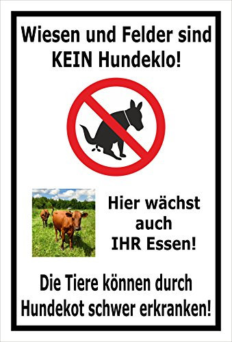Melis-Folienwerkstatt Schild Wiesen Felder kein Hundeklo - 30x20cm - 3mm Hartschaum – 20 VAR S00187-033-A