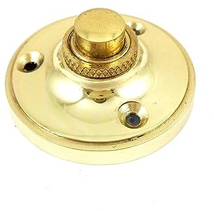 EuroArt Victorian Round Door Bell Push Button 52mm Diameter in Polished Brass Finish Traditional Press Bell for Front Entrance Doors Fixings Included