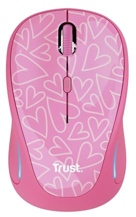 Trust Yvi FX Souris sans Fil, 800/1600 DPI, Éclairage LED, Microrécepteur USB, 2,4 GHz, Wireless Mouse, Souris PC pour Droitiers et Gauchers, Ordinateur Portable, Mac, Chromebook - Rose