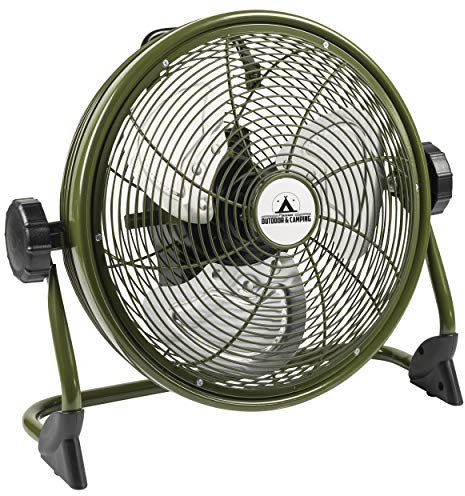 Bestron Kabelloser, Aufladbarer Bodenventilator, Vertikal verstellbar, Höhe: 36,8 cm, Ø 35 cm, 25 W, Oliv