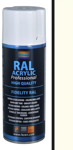 Faren RAL ACRYLIC, Lackspray 100 % Acryl, FIDELITY RAL, brillante Farben, schnell trocknend, 400 ml (RAL 9010 weiß matt) (1 Stück)