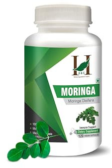 H&C Moringa Capsules (Moringa Oleifera) - 900mg per Serving, 120 Vegan Capsules | Rich Super Food Supplement