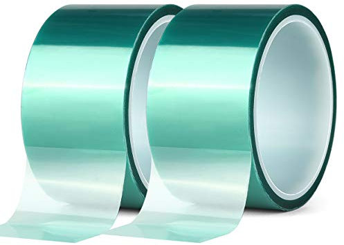 2 rouleaux Ruban de masquage en polyester haute température vert enduit en poudre PET Idéal pour peindre, anodiser les applications (50mm x 25 m)