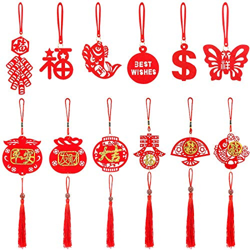 60 Pieces Chinese New Year Decorations Spring Festival Knot Pendant Chinese Knot Hanging Ornament Chinese Tassel Decoration for New Year Spring Festival Home Office Decorations