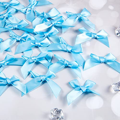 WILLBOND 24 Pezzi Fiocchi a Nastro di Raso Autoadesivi per Artigianato Fai da Te Decorazioni per Matrimonio Natale San Valentine Decorazioni per Cartoncini, Larghezza 5 cm (Blu)
